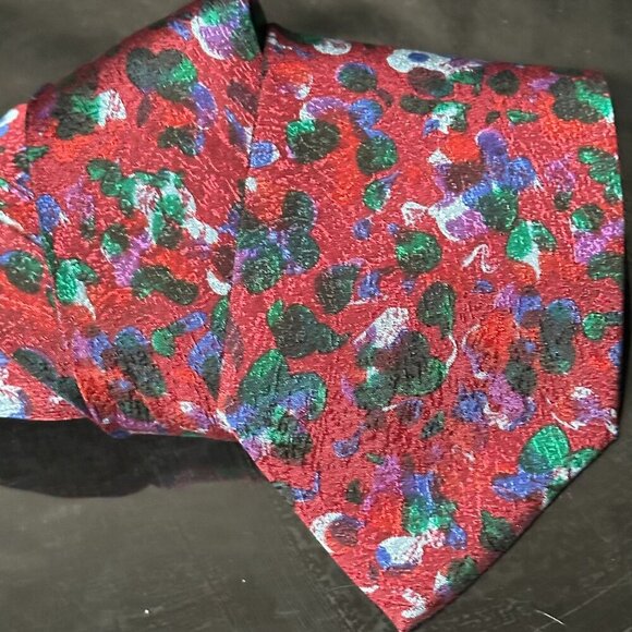 Missoni Tie Burgundy Abstract Maroon Silk Necktie Neckwear VTG Painterly - Picture 1 of 7